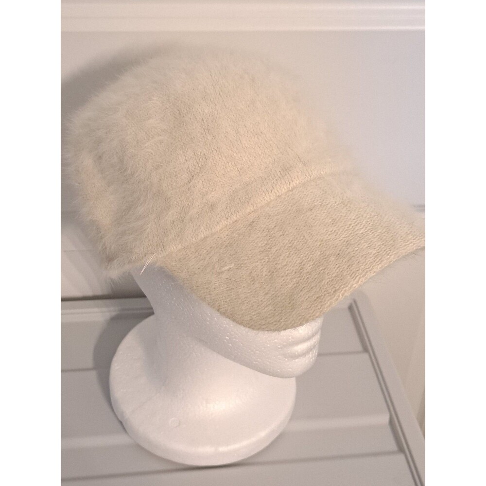 Women's Angora-Acrylic Mix Soft Ivory Cap Adjustable